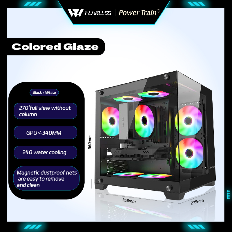Pc Gaming Liquid - Power Train Renkli Glaze MATX Gabinetes