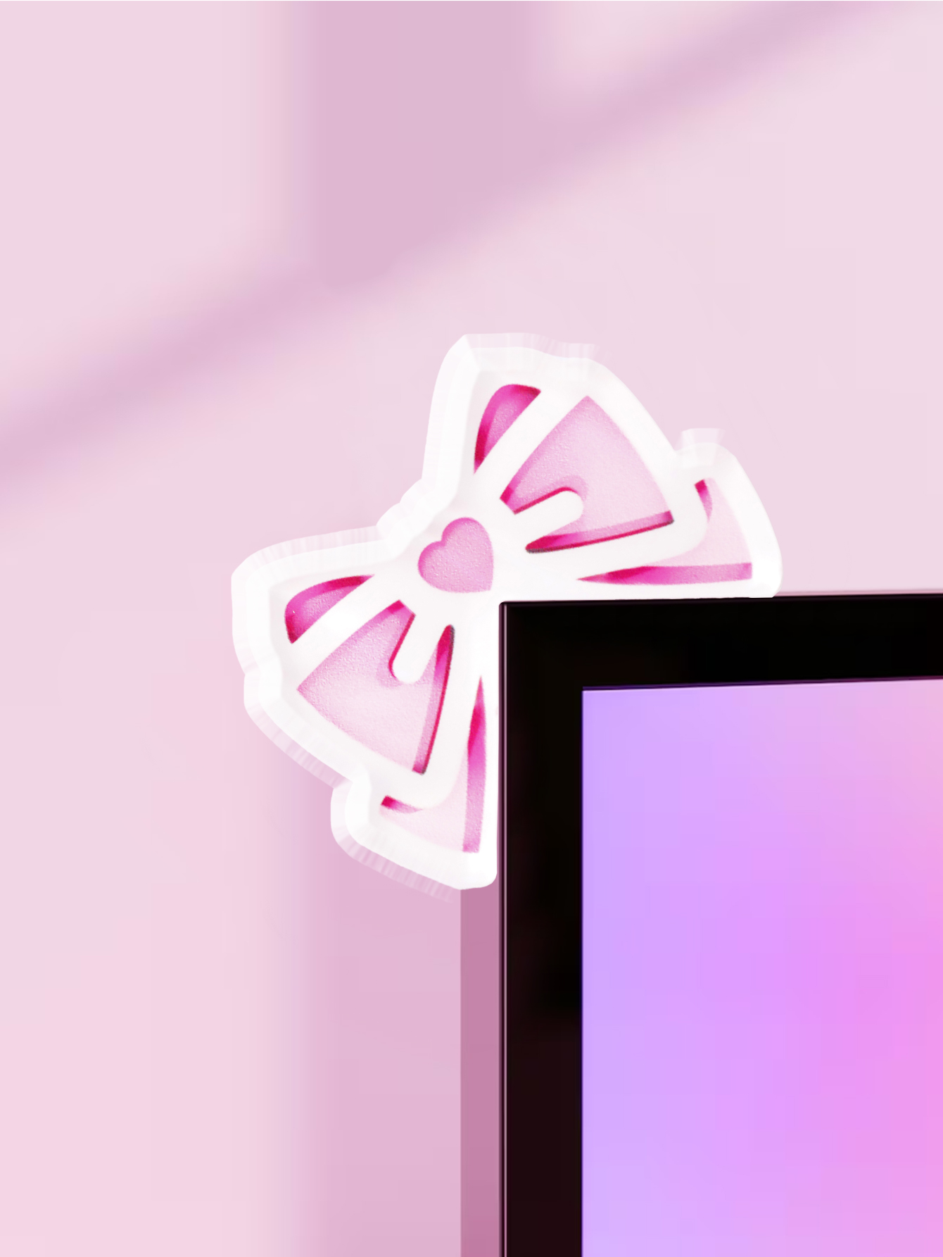 Pc Gaming Pink - Kawaii Fiyonklu Monitör Süsü, Pembe Akrilik