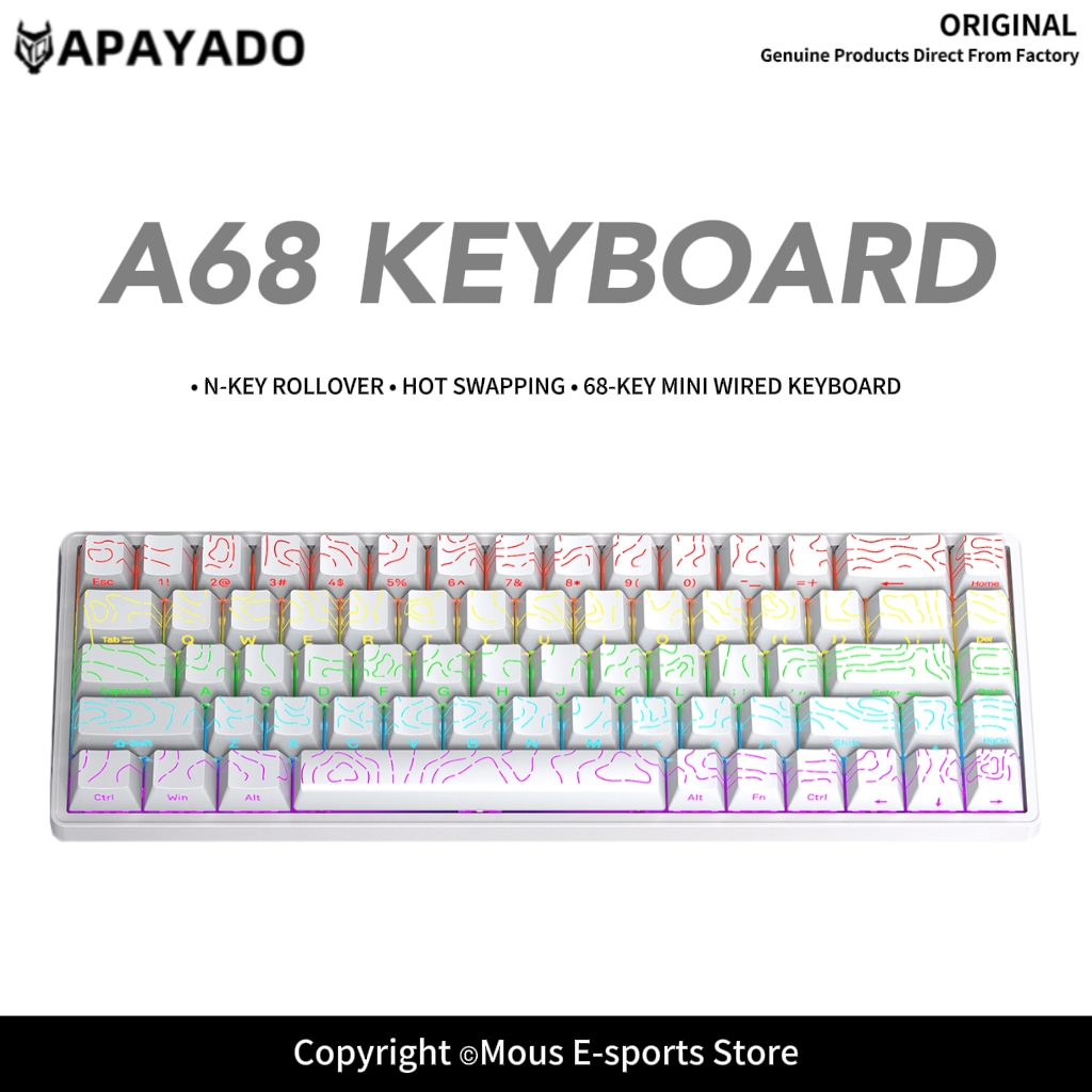 Pc Gaming Pink - APAYADO A68 Kablolu Mekanik Klavye Çalışırken