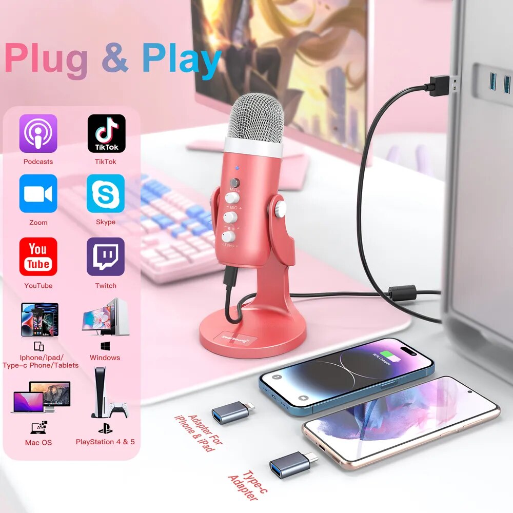 Haomuren USB Kondenser Mikrofo - Pc Gaming Pink incelemesi ve fiyatı